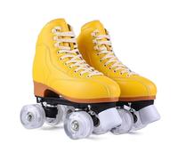 XNEOPP Patines De Ruedas para Hombres Y Mujeres, Patines Cuádruples Clásicos De Doble Fila con Ruedas Iluminadas, Adecuados para Principiantes Y Patines De Entrenamiento Básico Diario,Amarillo,EU/48