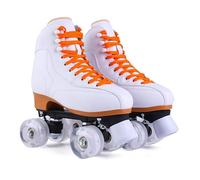 XNEOPP Patines De Ruedas para Hombres Y Mujeres, Patines Cuádruples Clásicos De Doble Fila con Ruedas Iluminadas, Adecuados para Principiantes Y Patines De Entrenamiento Básico Diario,Blanca,EU/48
