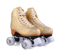 XNEOPP Patines De Ruedas para Hombres Y Mujeres, Patines Cuádruples Clásicos De Doble Fila con Ruedas Iluminadas, Adecuados para Principiantes Y Patines De Entrenamiento Básico Diario,Oro,EU/48