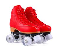 XNEOPP Patines De Ruedas para Hombres Y Mujeres, Patines Cuádruples Clásicos De Doble Fila con Ruedas Iluminadas, Adecuados para Principiantes Y Patines De Entrenamiento Básico Diario,Rojo,EU/48