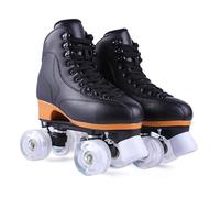 XNEOPP Patines De Ruedas para Hombres Y Mujeres, Patines Cuádruples Clásicos De Doble Fila con Ruedas Iluminadas, Adecuados para Principiantes Y Patines De Entrenamiento Básico Diario,Negro,EU/48