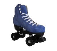 XNEOPP Patines De Ruedas para Niñas, Patines Clásicos De Cuero De Ante De Doble Fila De Caña Alta, Interiores Y Exteriores, con Bolsa De Zapatos,Azul,EU/40