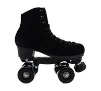 XNEOPP Patines De Ruedas para Niñas, Patines Clásicos De Cuero De Ante De Doble Fila De Caña Alta, Interiores Y Exteriores, con Bolsa De Zapatos,Negro,EU/39