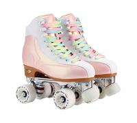 XNEOPP Rosado,EU/41,NVGSHO Patines De Ruedas para Mujer, Tela De Microfibra Importada, Marco De Base De Aleación De Aluminio, Patines Cuádruples De Doble Fila para Adultos