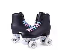 XNEOPP Skats De Rodillos para Adultos, Zapatillas De Patinaje De Velocidad De Cuatro Ruedas De Doble Fila, Marco De Base De Aleación De Aluminio, Diseño De Cuero PU De Caña Alta,Purple1,EU/48