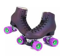 XNEOPP Skats De Rodillos para Adultos, Zapatillas De Patinaje De Velocidad De Cuatro Ruedas De Doble Fila, Marco De Base De Aleación De Aluminio, Diseño De Cuero PU De Caña Alta,Purple2,EU/48