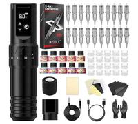 Xnet - Kit completo de pistola de tatuaje, bolígrafo giratorio inalámbrico de 7 tiempos ajustables con batería de 2400 mAh, 20 agujas de cartucho de rayos X, suministros para principiantes