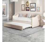 Xnferty - Sofá cama (2 plazas, 90/180 x 200 cm, sofá cama convertible acolchado con somier de láminas, sofá convertible extensible, no puede subir o bajar, sin colchón