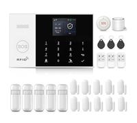 XNH gsm/WiFi Alarma doméstica inalámbrica, 24 Unidades WiFi para el hogar, Sistema de Alarma con aplicación, Sirena de 120 dB, Sensor de Puerta y Ventana, Detector de Movimiento, Control Remoto