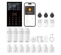 XNH Sistema de alarma GSM + WiFi para casa, sistemas inteligentes completos con aplicación, sirena de 120 dB, 21 unidades: sensores de puertas y ventanas, detectores de movimiento, mando a distancia