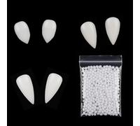 XNHIU Kit de 3 pares de colmillos de vampiro de dientes de vampiro con pellets de dientes adhesivos, decoración de fiesta de terror, dentaduras postizas para Halloween, cosplay, accesorios de fiesta