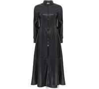 Xnihocha Gabardina larga Abrigo de cuero para mujer Chaquetas a prueba de viento Abrigo de color sólido Cuello alto Abrigo de invierno Ropa exterior, Negro , L