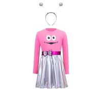Xnihocha Niña Traje De Juego De Roles De Alienígena Metálico Brillante Disfraz Robot Galáctico Festival Rosa 5-6 años