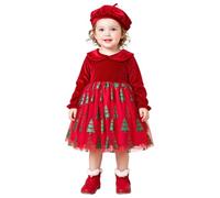 Xnihocha Niña Vestido Formal para Niñas De Fiesta Navideña Tule Vacaciones | Skirt Tule Con Estampa Árbol Navidad,Para Fotos Familiares,Fiestas Y Desfiles Festivos,Concurso,Sesión,Fotografía,De