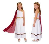 Xnihocha Niños Toga Griega Niñas Disfraz Griego Traje De Princesa Para | Vestido Con Diadema,Una Manga Larga Chiffón,Toga Máxima,Fiestas De Disfraces,Juego Roles Dios,Celebraciones,Cosplay Filósofos