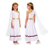 Xnihocha Niños Toga Griega Niñas Disfraz Griego Traje De Princesa Para | Vestido Con Diadema,Una Manga Larga Chiffón,Toga Máxima,Fiestas De Disfraces,Juego Roles Dios,Celebraciones,Cosplay Filósofos