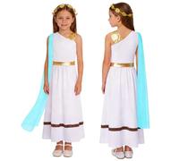 Xnihocha Niños Toga Griega Niñas Disfraz Griego Traje De Princesa Para | Vestido Con Diadema,Una Manga Larga Chiffón,Toga Máxima,Fiestas De Disfraces,Juego Roles Dios,Celebraciones,Cosplay Filósofos
