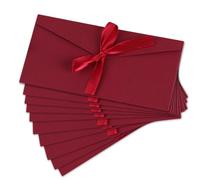 XNIVUIS 10 Piezas Sobre Regalo, Sobres Retro de Kraft Sobre Para Regalar, Vintage Cinta Sobres, Invitaciones Hechas a Mano de Fiesta Tarjetas de Felicitación Tarjetas de Vacaciones(Rojo)