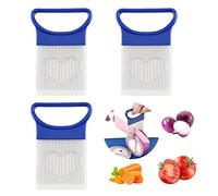 XNIVUIS 3 Piezas Tenedor Cebolla Soportes para Cebollas Cortador de Cebolla Soporte Cebolla Acero Inoxidable para Cortar Verduras Rebanador Cebolla Portacebollas para Cortar Verduras, Tomate (Azul)