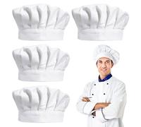 XNIVUIS 4 Piezas Gorro de Chef Gorros Catering Elástico Ajustable Gorro Trabajo Catering a Prueba de Polvo para Cocina Casera Cantina Restaurante Blanco para Hombres y Mujeres (28_x_19_cm, blanco, 4)