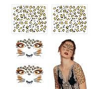 XNIVUIS 4 Piezas Pegatinas para Tatuajes Faciales Tatuajes Temporales,Tatuajes Falsos,Tatuaje Temporal con Purpurina para la Cara,Maquillaje Pegatinas para Carnaval Halloween Fiestas Temáticas(Marrón)
