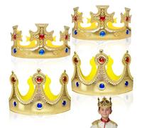 XNIVUIS 4 Piezas Sombrero de Corona de Rey,2 Estilos Corona de Tela de Cumpleaños, Corona de Rey Corona de Rey Reina para Niño Adulto Reyes Coronación Decoraciones del Partido(4 Piezas)