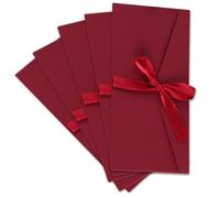 XNIVUIS 5 Piezas Sobre Regalo, Sobres Retro de Kraft Sobre Para Regalar, Vintage Cinta Sobres, Invitaciones Hechas a Mano de Fiesta Tarjetas de Felicitación Tarjetas de Vacaciones (Rojo)