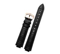 XNJIADVSY Compatible con correa de reloj Cartier Blue Balloon for hombre y mujer, con pasador o hebilla de mariposa, color negro y rojo, 16, 18, 20 y 22 mm.(Black-rose gold A,20mm-12mm)