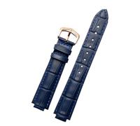 XNJIADVSY Compatible con correa de reloj Cartier Blue Balloon for hombre y mujer, con pasador o hebilla de mariposa, color negro y rojo, 16, 18, 20 y 22 mm.(Blue-rose gold A,20mm-12mm)
