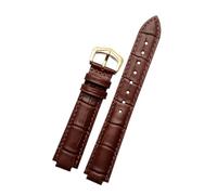 XNJIADVSY Compatible con correa de reloj Cartier Blue Balloon for hombre y mujer, con pasador o hebilla de mariposa, color negro y rojo, 16, 18, 20 y 22 mm.(Brown-gold A,14mm-8mm)