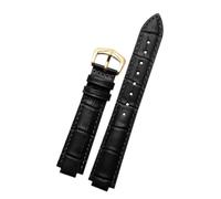 XNJIADVSY Compatible con correa de reloj Cartier Blue Balloon for hombre y mujer, con pasador o hebilla de mariposa, color negro y rojo, 16, 18, 20 y 22 mm.(Black-gold A,22mm-14mm)