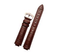 XNJIADVSY Compatible con correa de reloj Cartier Blue Balloon for hombre y mujer, con pasador o hebilla de mariposa, color negro y rojo, 16, 18, 20 y 22 mm.(Brown-rose gold A,18mm-11mm)