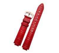 XNJIADVSY Compatible con correa de reloj Cartier Blue Balloon for hombre y mujer, con pasador o hebilla de mariposa, color negro y rojo, 16, 18, 20 y 22 mm.(Red-rose gold A,18mm-11mm)