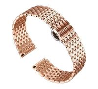 XNJIADVSY Correa de reloj acero inoxidable compatible con OB DW Longines L4 Cómoda usar hebilla mariposa doble presión 14 mm 16 18 20(Rose gold,18mm)