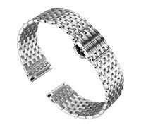XNJIADVSY Correa de reloj acero inoxidable compatible con OB DW Longines L4 Cómoda usar hebilla mariposa doble presión 14 mm 16 18 20(Silver,18mm)