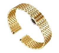 XNJIADVSY Correa de reloj acero inoxidable compatible con OB DW Longines L4 Cómoda usar hebilla mariposa doble presión 14 mm 16 18 20(Gold,18mm)