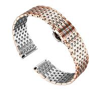 XNJIADVSY Correa de reloj acero inoxidable compatible con OB DW Longines L4 Cómoda usar hebilla mariposa doble presión 14 mm 16 18 20(Silver rose gold,18mm)