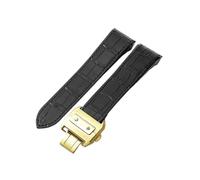 XNJIADVSY Correa de reloj compatible con Cartier Sandoz Santos100 for hombre, resistente al agua, sudor, suave y cómoda, correa 20"(Black-Golden-Z8,20mm)