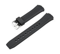 XNJIADVSY Correa de reloj Compatible con Casio EDIFICE Series 5119 EF-552 pulsera deportiva silicona resistente al agua y sudor 19mm for hombre(Black-Silver Buckle)