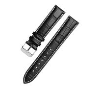 XNJIADVSY Correa de reloj cuero marrón y negro 18/19/20/21/22, 23/24 mm, compatible con pulseras Hamilton for hombre mujer hebilla pasador(Black white-Steel-K1,20mm)