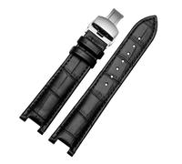 XNJIADVSY Correa de reloj de cuero con muesca compatible con el calendario perpetuo CB0164-17E for hombre, correa de pulsera Cattle Belt CB0160-18A, color negro y marrón.(Black-silver B)
