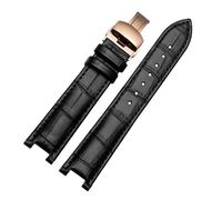 XNJIADVSY Correa de reloj de cuero con muesca compatible con el calendario perpetuo CB0164-17E for hombre, correa de pulsera Cattle Belt CB0160-18A, color negro y marrón.(Black-rosegold B)