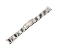 XNJIADVSY Pulsera de acero inoxidable 904L con extremo curvado, pulsera cierre bloqueo deslizante cinco cuentas sólidas, Compatible correa pieza Sub Log NH35(Silver)