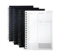 XNJIHWA Planificador Diario B6 Bloc de Notas Cuaderno de Plan en Espiral Negro To Do List Libreta para Menú Escolar Familiar Trabajo 19x13cm,100 páginas/50 hojas (4 Piezas)