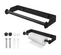 XNJIHWA Portarrollos de Cocina de Acero Inoxidable Soporte Rollo Papel Cocina Pared Porta Rollos de Papel Cocina para el Hogar,Cocina,Baño,28cm,Negro