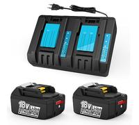 XNJTG 2 baterías de 18 V y 5,5 Ah con Cargador para Makita 18V | Compatible con BL1860, BL1850B, BL1850, BL1840 y BL1830 con cargador de doble puerto DC18RD