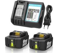 XNJTG 2 baterías de 18 V y 5500 mAh para Makita de 18 V | Compatible con los modelos BL1860, BL1850B, BL1850, BL1840, BL1830, BL1815 y BL1820 de 18 V con cargador DC18RC