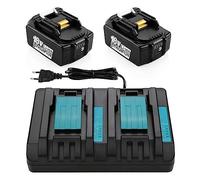 XNJTG 2X Baterías 18V 5.0Ah para Makita y 18V Cargador DC18RD para Makita Bateria 18V BL1850B BL1850BL1860 BL1860B Compatible con Cargador DC18RC DC18SF DC18RA