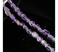 XNJTP 45cm 6-8 mm de Grava de Cristal Natural, Amatista Irregular, Agujeros Rectos Simples, utilizados para Pulseras con Cuentas de Bricolaje, Collares y Manualidades