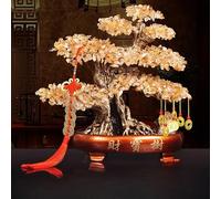 XNJTP Árbol de Cuarzo Amarillo Natural de 13 Pulgadas, Árbol de la Vida, energía, Feng Shui, Suerte, para la compañía hogareña Adornos de Plantas en macetas y Regalos de Apertura de
